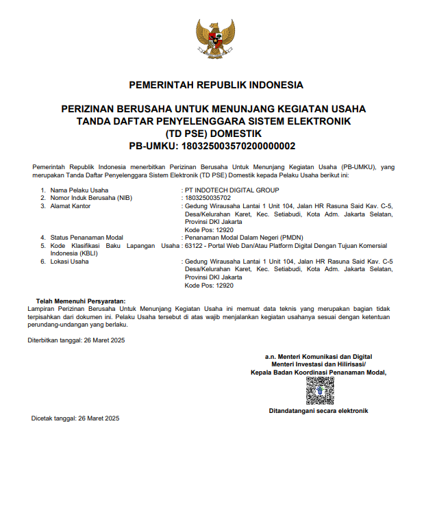 Certified By Komdigi RI